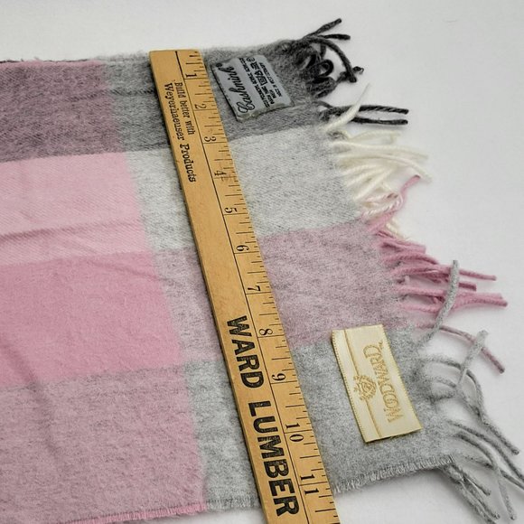 Woodward Cashmink Scarf 100% PolyAcryl Made West Germany Gray Pink Fringed Color - Picture 6 of 6